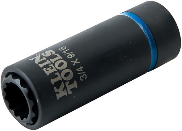 Klein Tools 66001 2-in-1 Impact Socket, Sizes 3/4-Inch and 9/16-Inch Hex, 12-Point Deep Socket Wrench with 1/2-Inch Drive
