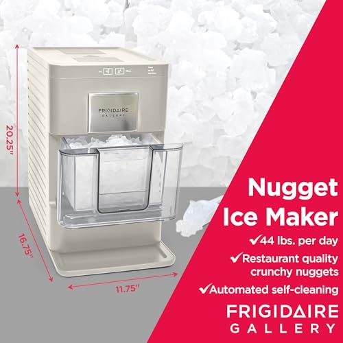 FRIGIDAIRE Gallery EFIC255 Countertop Crunchy Chewable Nugget Ice Maker, 44lbs per Day, Auto Self Cleaning, 2.0 Gen, Cream