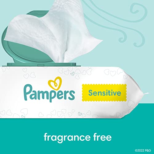 Pampers Sensitive Baby Wipes, Water Based, Hypoallergenic and Unscented, 8 Flip-Top Packs, 4 Refill Packs (1008 Wipes Total) [Packaging May Vary]