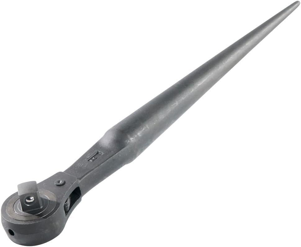 Klein Tools 3238 Ratcheting Wrench, Construction Spud Wrench, 1/2-Inch Drive, Forged From Alloy Steel, Corrosion Resistant Black Finish, 15-Inch