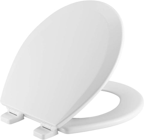Bemis 500TTT Durable Wood Toilet Seat, Secure Hinges Stay Tight, Made in USA, Round, White
