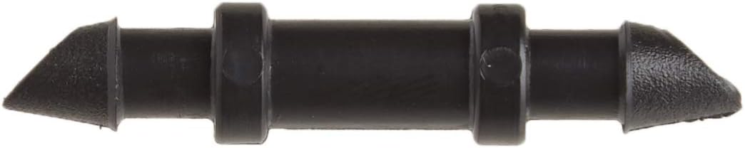 Raindrip 312050B Drip Irrigation Fittings Single Barbed Coupling Connectors, 1/4-Inch, 50 Per Bag, for Trees, Shrubs, Gardens, Black