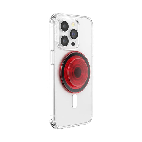 PopSockets Phone Grip Compatible with MagSafe, Adapter Ring for MagSafe Included, Phone Holder, Wireless Charging Compatible - Danger Red Translucent