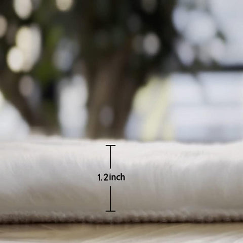 ORINOVA White Faux Bunny Fuzzy Fur Rugs for Bedroom Living Room Shag Washable Furry Area Rug 2x6 Nursery Shaped Rug Teen Room Décor