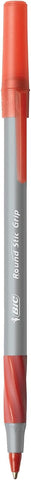BIC Round Stic Grip Xtra Comfort Red Ballpoint Pens, 12-Count, 1.2mm