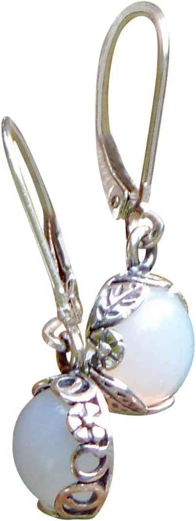 Bottled Up Designs Handmade Vintage White Leverback Botanicals Earrings, Sterling Silver, Eco Friendly, Made in USA, Birthday Gifts, Mothers Day, Women, Anniversary (Black Depression Glass)