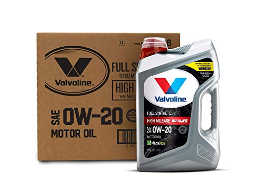 Valvoline Full Synthetic High Mileage with MaxLife Technology SAE 0W-20 Motor Oil 5 QT, Case of 3