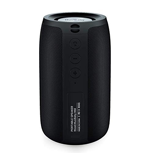 Bluetooth Speaker,MusiBaby Speaker,Wireless,Outdoor,Waterproof,Portable Speaker,Dual Pairing,Bluetooth 5.0,Loud Stereo,Booming Bass,1500 Mins Playtime for Home&Party,Gifts(Blk)