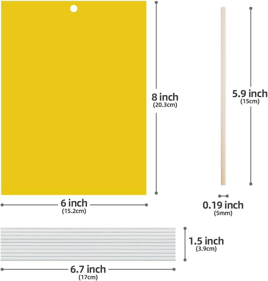 Kensizer 10-Pack Fruit Fly Trap, Yellow Sticky Gnat Trap, 6x8 in