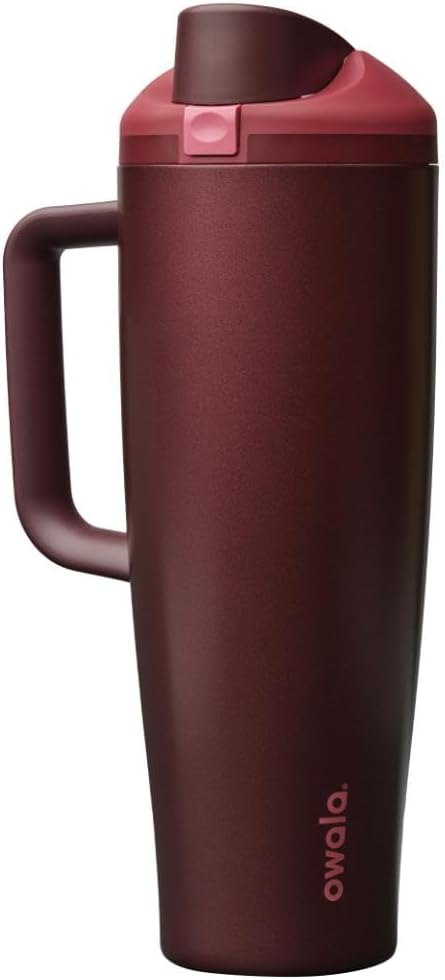 Owala FreeSip Tumbler Stainless Steel Water Bottle 40 oz Black Cherry