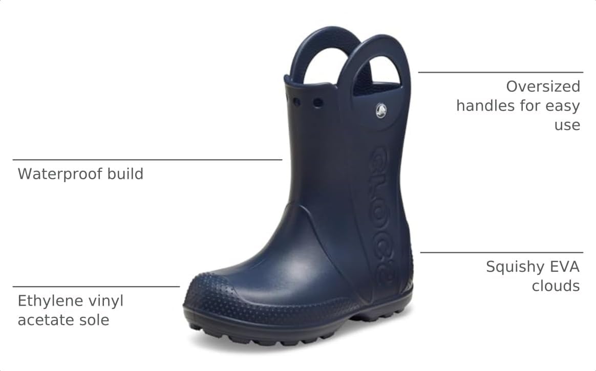 Crocs Kids' Handle It Rain Boots | Waterproof Slip On Shoes | Kids' Rain Boots