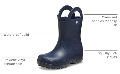Crocs Kids' Handle It Rain Boots | Waterproof Slip On Shoes | Kids' Rain Boots