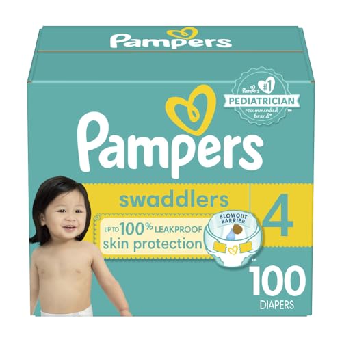 Pampers Swaddlers Diapers - Size 4, 100 Count, Ultra Soft Disposable Baby Diapers