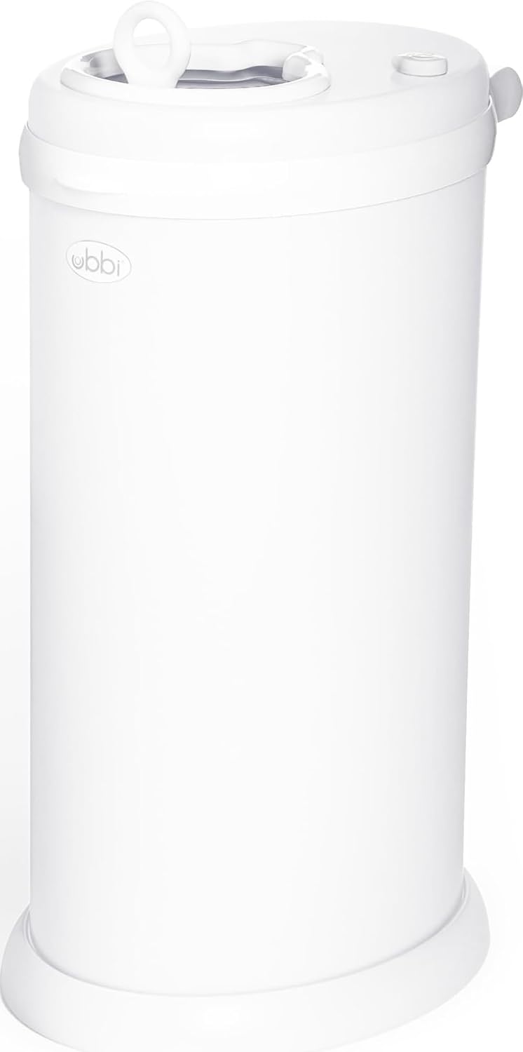 Ubbi Stainless Steel Diaper Pail, No Special Bags, Odor-Locking, White