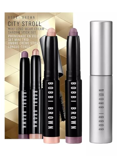 Bobbi Brown City Stroll Mini Long-Wear Cream Shadow Stick Set: Golden Pink and Mauve with Smokey Eye Mascara