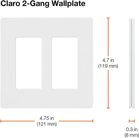 Lutron Claro Light Switch Cover Plate, 2 Gang Wallplate, for Decorator Light Switches, Screwless Switch Plate Cover, Gloss, CW-2-BL, Black