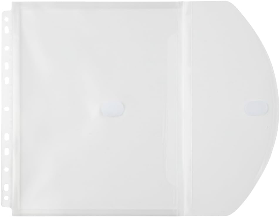 JAM PAPER Plastic 3 Hole Punch Binder Envelopes with Hook & Loop Closure - Letter Booklet - 9 1/2 x 11 1/2 with 1 Inch Expansion - Clear - 12/Pack