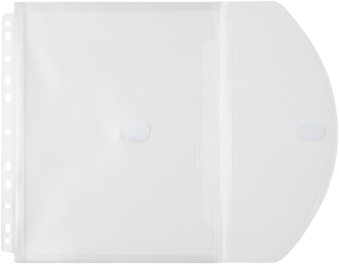 JAM PAPER Plastic 3 Hole Punch Binder Envelopes with Hook & Loop Closure - Letter Booklet - 9 1/2 x 11 1/2 with 1 Inch Expansion - Clear - 12/Pack