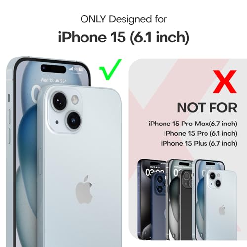 TAURI for iPhone 15 Case, [5 in 1] 1X Clear Case [Not-Yellowing] with 2X Screen Protectors + 2X Camera Lens Protectors, [15 FT Military Grade Drop Protection] Slim Shockproof Case for iPhone 15