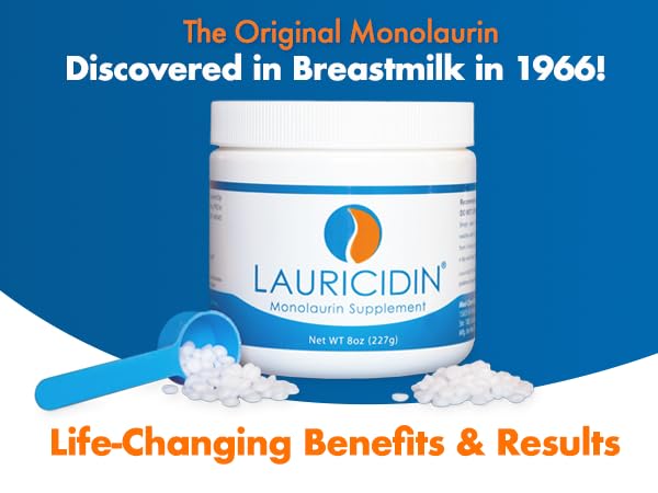 Lauricidin Monolaurin Supplement for Immune Support - Gut Health - High Potency Monolaurin Pellets, 3000mg per Serving- 227g per 8oz Jar