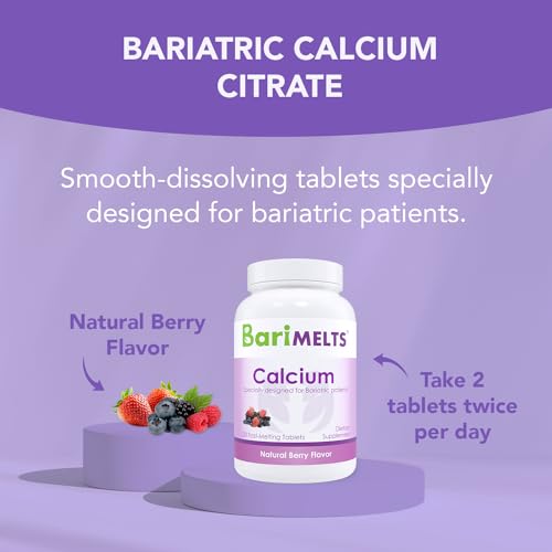 BariMelts Bariatric Calcium Citrate with Vitamin D3 and Magnesium - 1 Month Supply (120 Smooth-Dissolving Tablets) - Post-Op Bariatric Vitamins