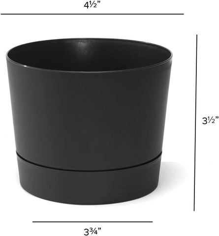 Root & Vessel Majestic Mid-Century Modern Low Profile Cylinder Pot, Matte Black, 4.5"