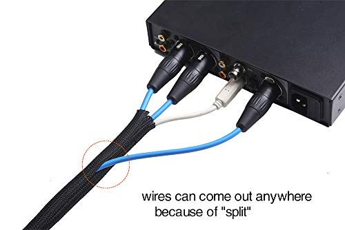 Alex Tech 10ft - 1/2 inch Cord Protector Wire Loom Tubing Cable Sleeve Split Sleeving For USB Cable Power Cord Audio Video Cable – Protect Cat From Chewing - Black