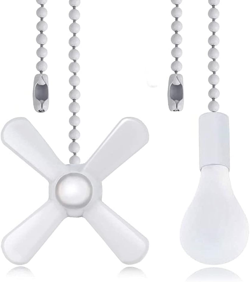 Ceiling Fan Pull Chain Extension Ornaments Chains with Decorative Light Bulb and Fan Cord 13.6 Inches Bronze Fan Pull Chain Set for Ceiling Light Lamp Fan Chain(Paint White)