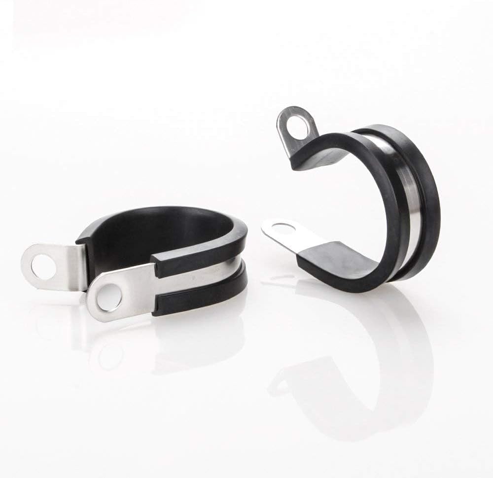 LOKMAN 20 Pack 1/2 Inch Stainless Steel Cable Clamp, Rubber Cushioned Insulated Clamp, Conduit Wire Holder Strap Clips for Tube, Pipe or Wire Cord Installation