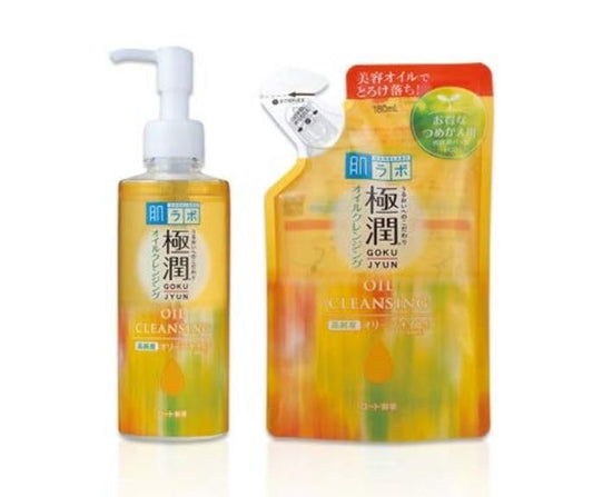 Rohto Hadalabo Gokujyun Oil Cleansing 200ml bottle + 180ml Refill Pouch Set Japan Import