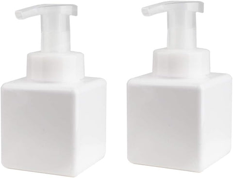Foaming Soap Dispenser, 9oz Plastic Refillable Pump Bottle, 2 Pack, White