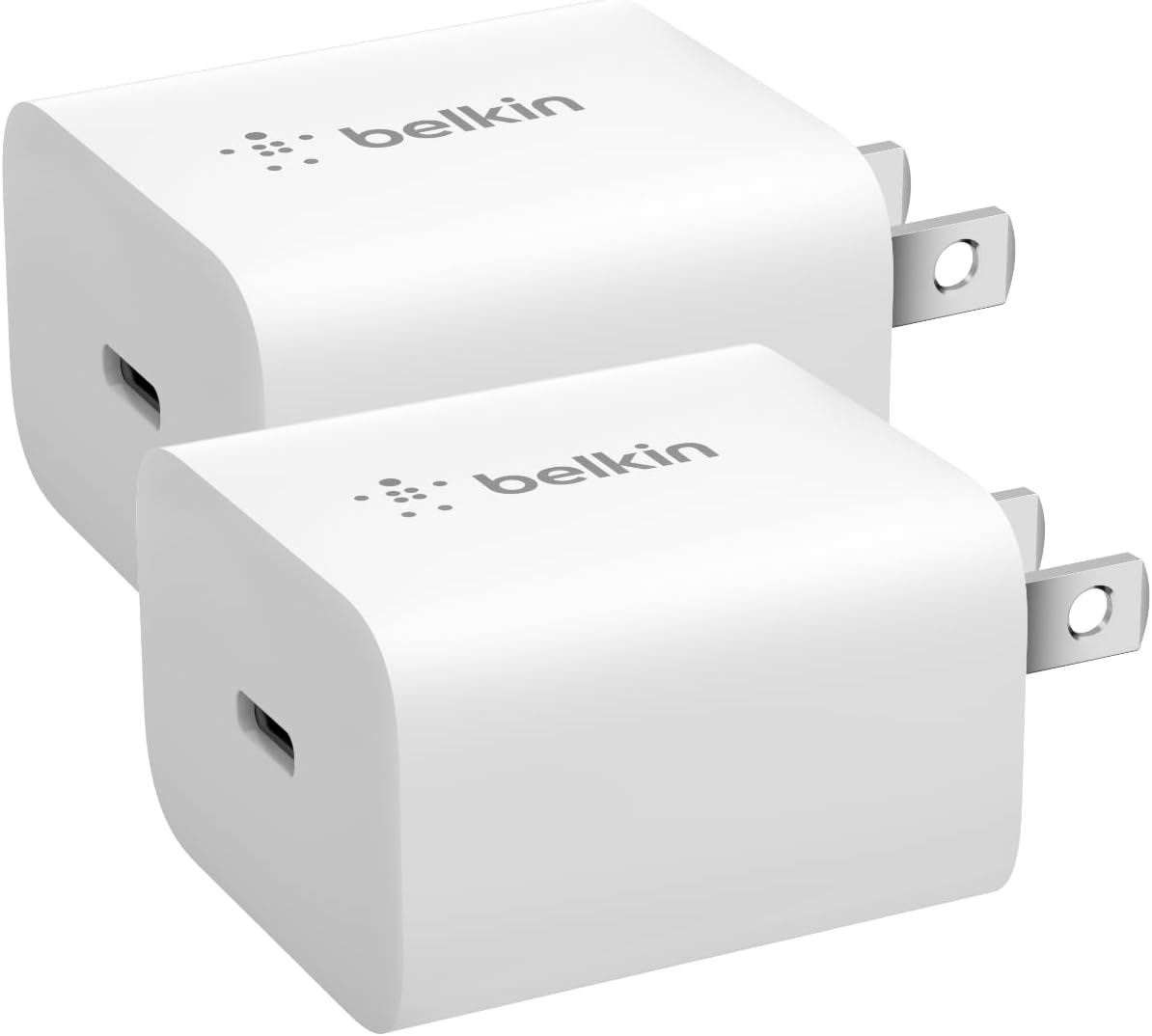 Belkin 20W Compact USB C Charger Block, 2 Pack, Fast Charging for Travel