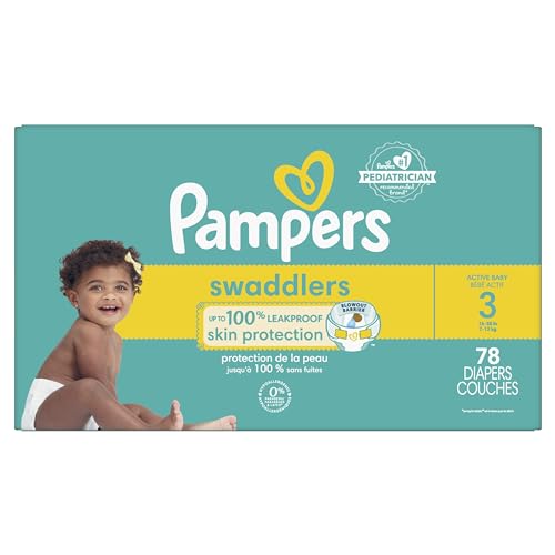 Pampers Swaddlers Diapers - Size 3, 78 Count, Ultra Soft Disposable Baby Diapers