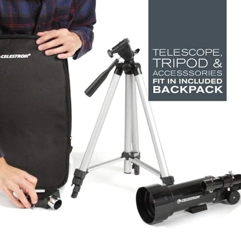 Celestron - 70mm Travel Scope - Portable Refractor Telescope - Fully-Coated Glass Optics - Ideal Telescope for Beginners - Bonus Astronomy Software Package