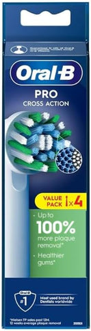 Oral B Cross Action Electric Toothbrush Replacement Brush Heads Refill, 4Count