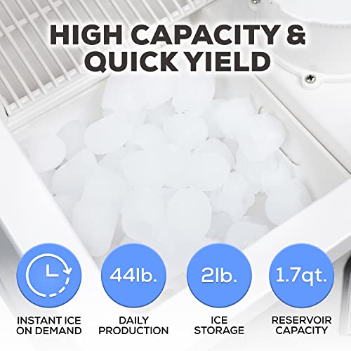 Igloo 44 lb Dual Purpose Ice Cube Maker & Dispensing Shaver, 12 Cubes Every 7-15 Minutes, 44 Lbs Daily, LED Touch Control Panel with Indicator Lights, Includes Ice Basket & Scoop, Stainless Steel