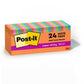 Post-it Super Sticky Notes, 3x3 in, 24 Pads, 2x the Sticking Power,Energy Boost Collection, Bright Colors (Orange, Pink, Blue, Green), Recyclable