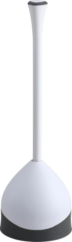 Clorox Toilet Plunger with Hideaway Holder Caddy Heavy-Duty Compact Design with Non-Skid Rubber Base for Bathroom Convenient Storage Toilet Unclogger, 6.5x19.5-Inch, White