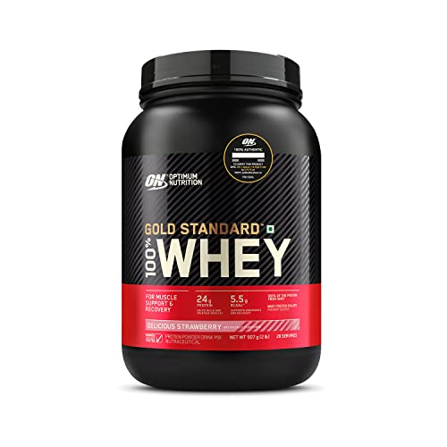 Optimum Nutrition Gold Standard 100% Whey Protein Powder, Delicious Strawberry, 2 Pound (Pack of 1)