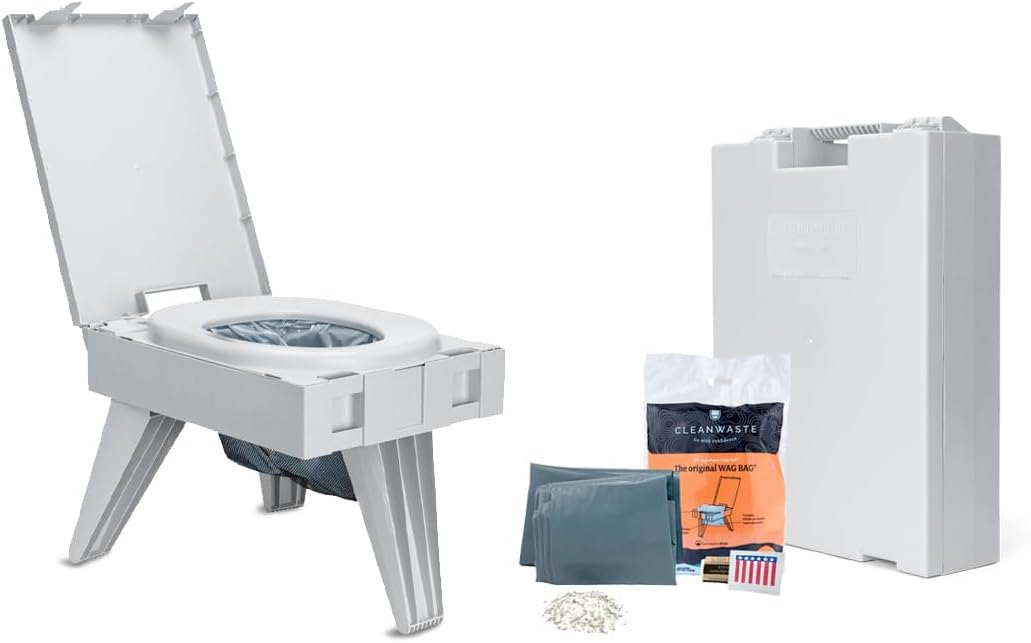 Cleanwaste GO Anywhere Portable Folding Toilet with WAG Bag Disposable Kit