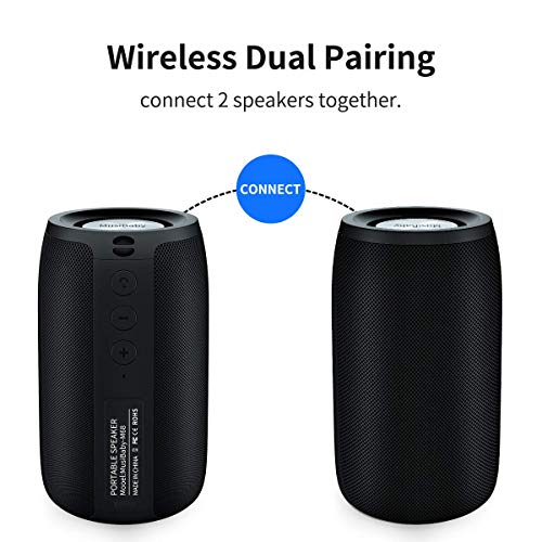 Bluetooth Speaker,MusiBaby Speaker,Wireless,Outdoor,Waterproof,Portable Speaker,Dual Pairing,Bluetooth 5.0,Loud Stereo,Booming Bass,1500 Mins Playtime for Home&Party,Gifts(Blk)