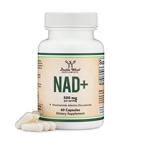 NAD Supplement (500mg of 95% Pure NAD+ Per Serving, 30 Day Supply) NAD Booster Similar to Nicotinamide Riboside (Third Party Tested, Vegan Safe, Non-GMO) by Double Wood