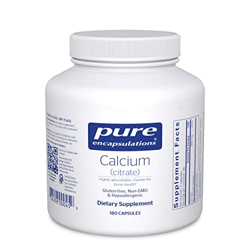 Pure Encapsulations Calcium (Citrate) - Supplement for Bone, Teeth, Colon, and Cardiovascular Health Support* - with Premium Calcium Citrate - 180 Capsules