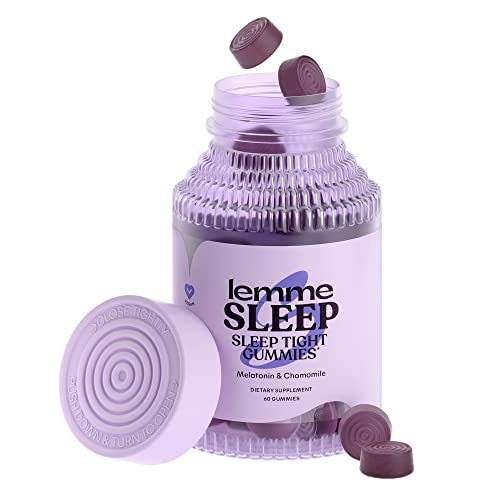 Lemme Sleep Gummies with 5mg Melatonin, Elderberry, Magnesium, L-Theanine, Chamomile and Lavender, Drug-Free Nighttime Sleep Aid, Vegan, Gluten Free, Gelatin Free, Non GMO, Berry Flavored (60 Count)