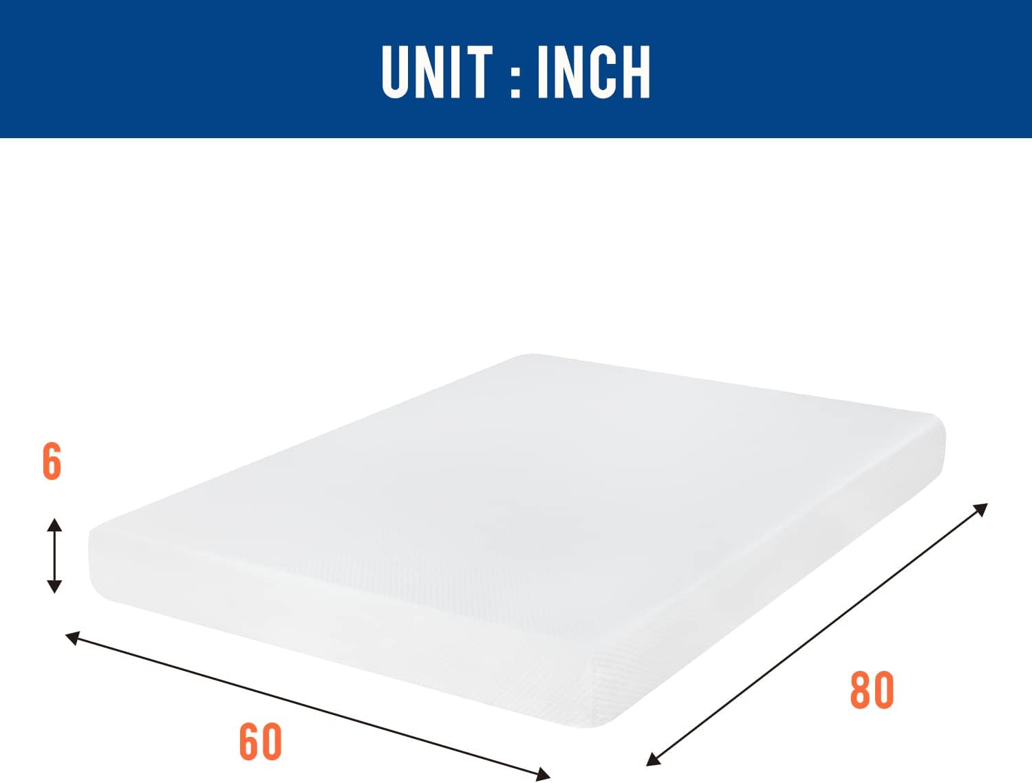 FDW | 6 Inch Queen Mattress | Medium Firm | Gel Memory Foam | White
