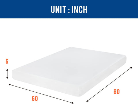 FDW | 6 Inch Queen Mattress | Medium Firm | Gel Memory Foam | White