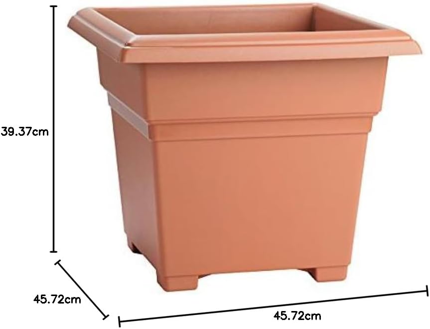 Root & Vessel Countryside Square Planter, Terra Cotta, 18-Inch