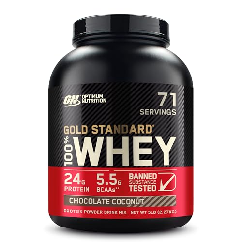 Optimum Nutrition Gold Standard 100% Whey Protein Powder, Chocolate Coconut, 5 Pound (Packaging May Vary)