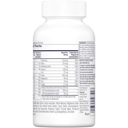 ONE A DAY Women's Prenatal 1 Multivitamin, Supplement for Before, During, and Post Pregnancy, Including Vitamins A, C, D, E, B6, B12, and Omega-3 DHA, 90 Count (Packaging May Vary)