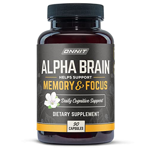 ONNIT Alpha Brain Premium Nootropic Brain Supplement, 90 Count - Caffeine-Free Focus Capsules for Concentration, Brain Booster & Memory Support - Cat's Claw, Bacopa, Oat Straw